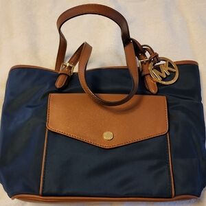 Michael Kors Dark Blue and Brown Tote